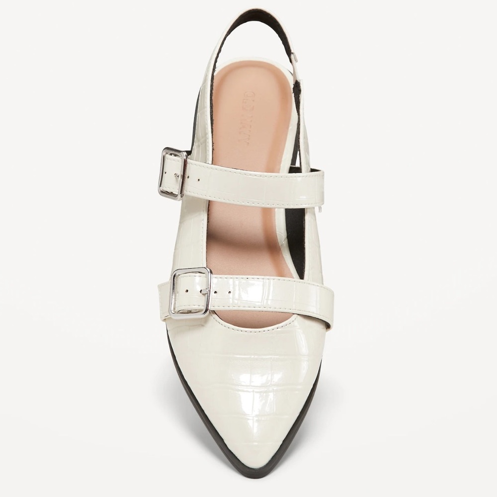 Slingback White Flats